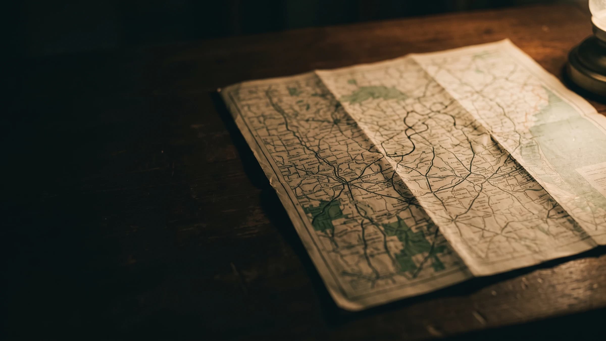 A marked-up map spread across a desk