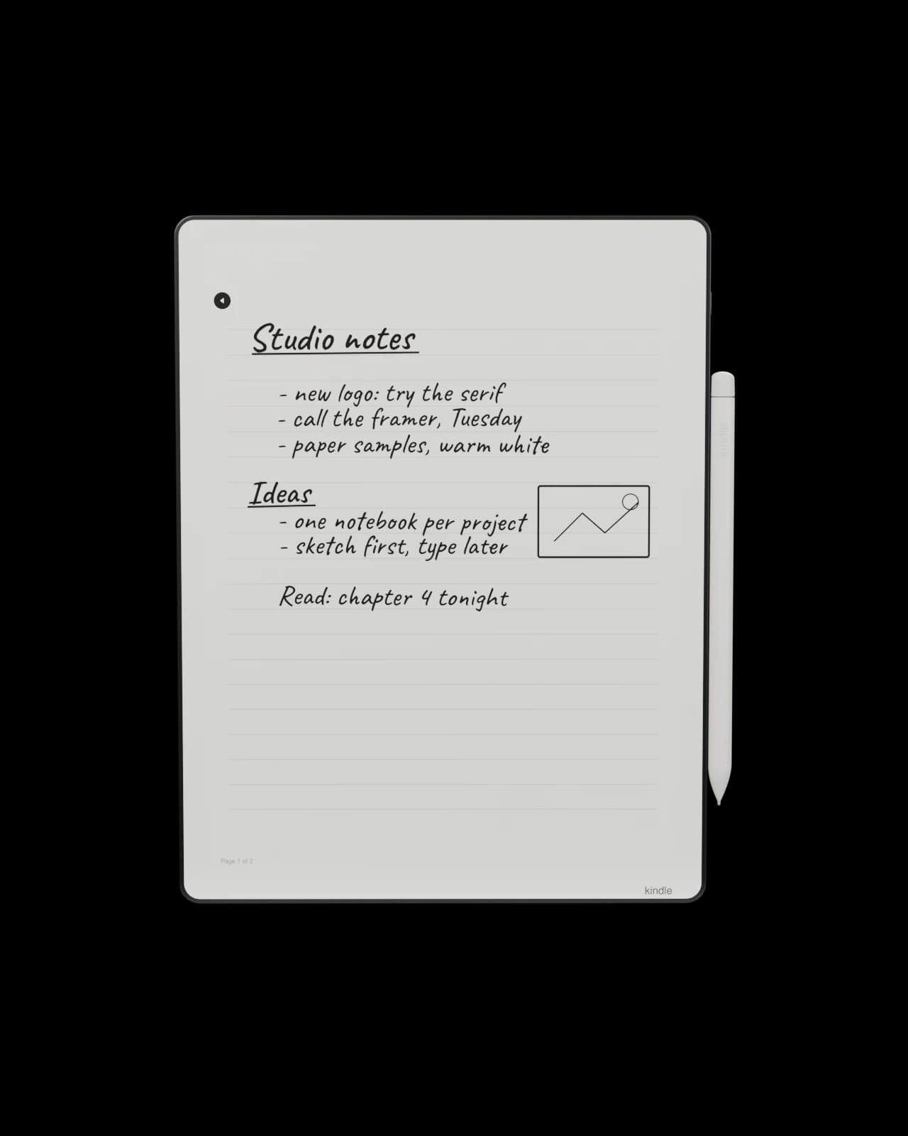 Digital Notepad - Amazon Kindle Scribe (11-inch, 32 GB), cut out on the Desk and Workspace world colour