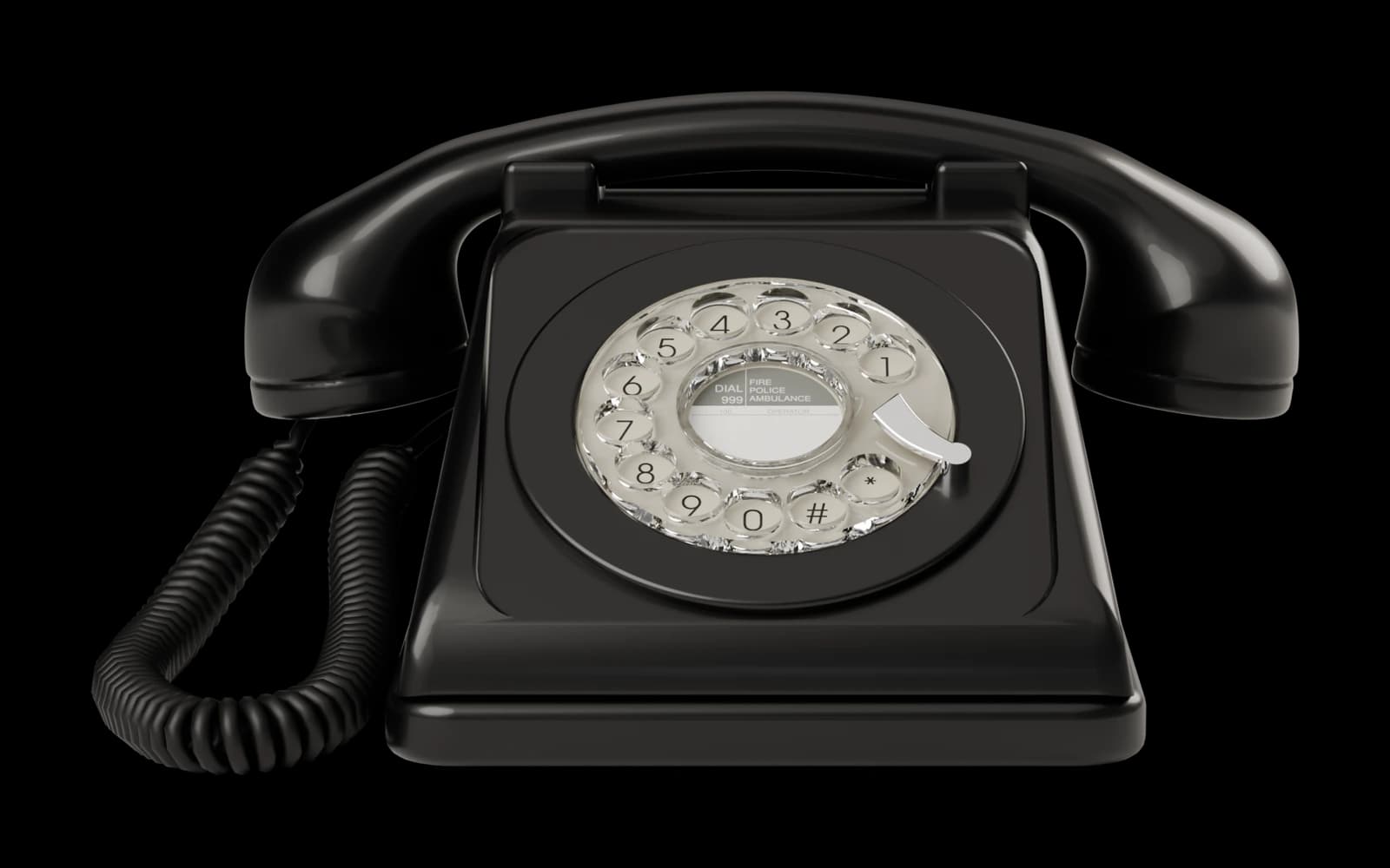 Antique-Style Phone - GPO 746 Rotary (Black), cut out on the Retro and Statement Tech world colour