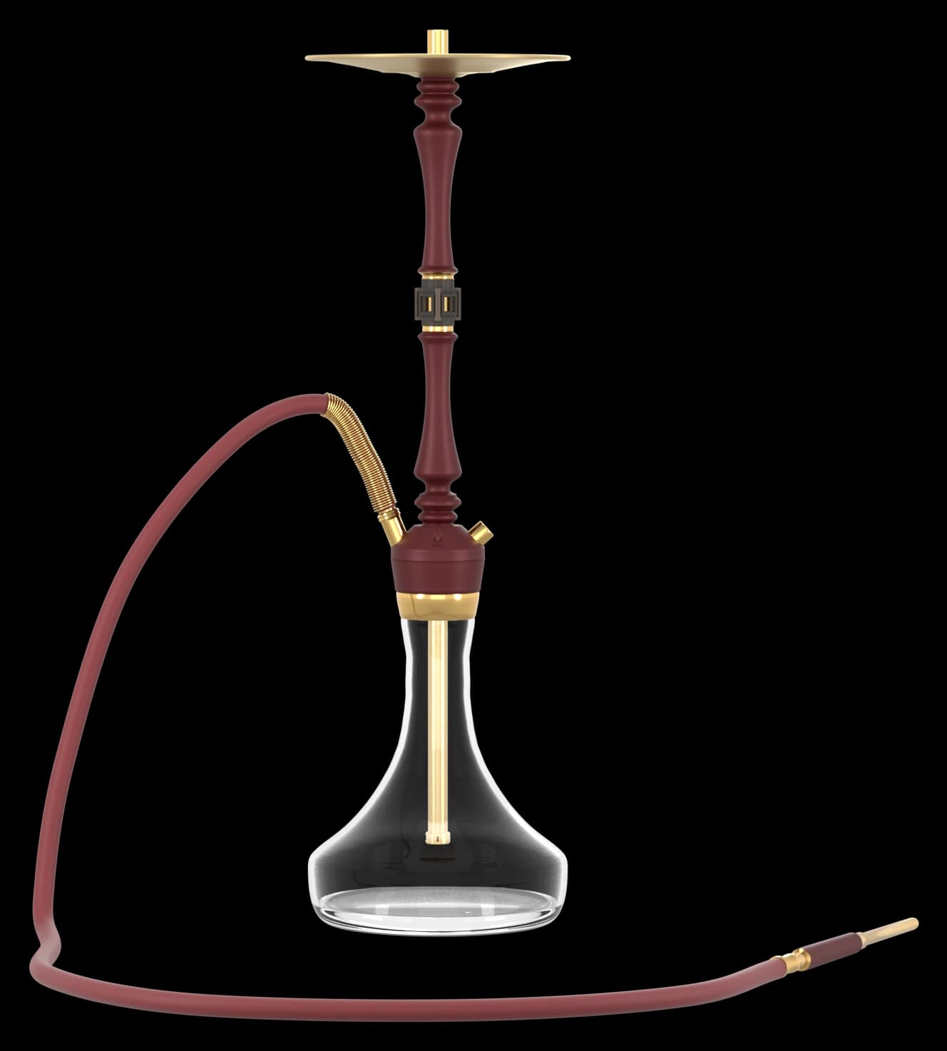 Hookah - Hoob Mars Pro (Wine Red and Gold) with Prima Pro Flask, cut out on the Gulf Hospitality world colour